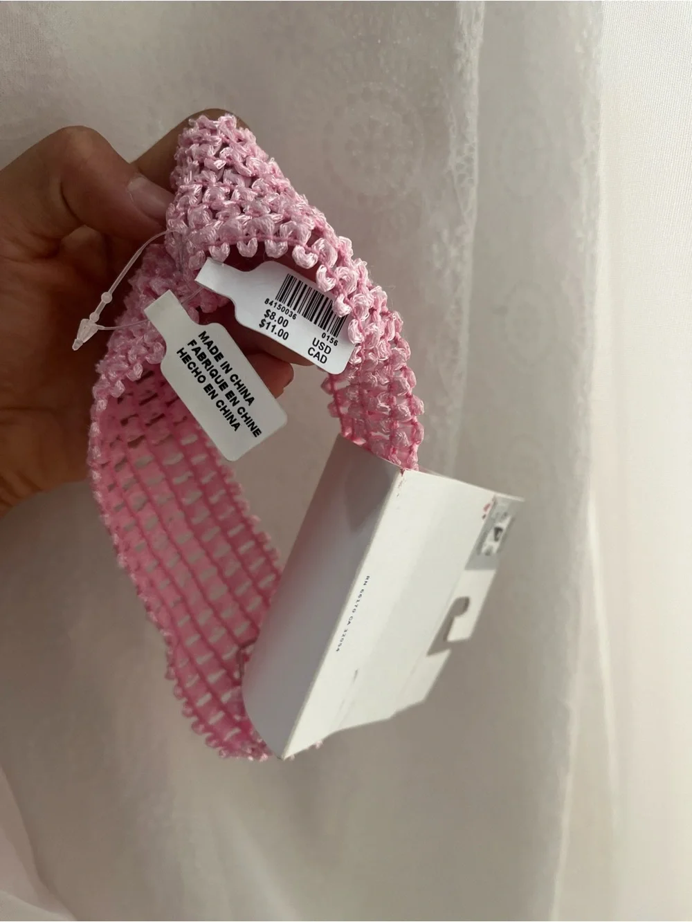 BNWT Urban Outfitters Light Pink Crochet Headband with Heart Charm